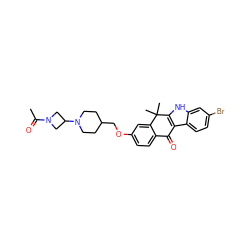 CC(=O)N1CC(N2CCC(COc3ccc4c(c3)C(C)(C)c3[nH]c5cc(Br)ccc5c3C4=O)CC2)C1 ZINC000114802811