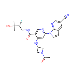 CC(=O)N1CC(Nc2cc(-n3ccc4cc(C#N)cnc43)ncc2C(=O)NC[C@@H](F)C(C)(C)O)C1 ZINC001772622720