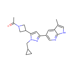 CC(=O)N1CC(c2cc(-c3cnc4[nH]cc(C)c4c3)nn2CC2CC2)C1 ZINC000146423697