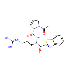 CC(=O)N1CC=C[C@H]1C(=O)N[C@@H](CCCN=C(N)N)C(=O)c1nc2ccccc2s1 ZINC000013526033