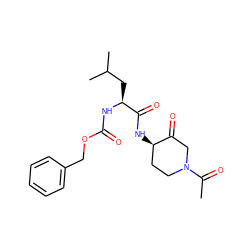 CC(=O)N1CC[C@@H](NC(=O)[C@H](CC(C)C)NC(=O)OCc2ccccc2)C(=O)C1 ZINC000013862034