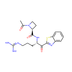 CC(=O)N1CC[C@H]1C(=O)N[C@@H](CCCN=C(N)N)C(=O)c1nc2ccccc2s1 ZINC000013526039