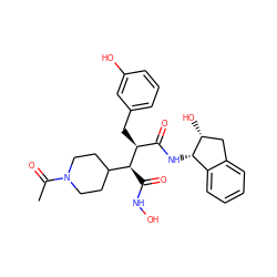 CC(=O)N1CCC([C@H](C(=O)NO)[C@@H](Cc2cccc(O)c2)C(=O)N[C@H]2c3ccccc3C[C@H]2O)CC1 ZINC000013488787