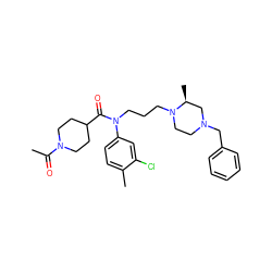 CC(=O)N1CCC(C(=O)N(CCCN2CCN(Cc3ccccc3)C[C@@H]2C)c2ccc(C)c(Cl)c2)CC1 ZINC000299855806