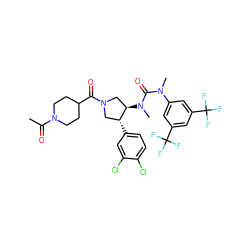 CC(=O)N1CCC(C(=O)N2C[C@@H](N(C)C(=O)N(C)c3cc(C(F)(F)F)cc(C(F)(F)F)c3)[C@H](c3ccc(Cl)c(Cl)c3)C2)CC1 ZINC000096177821
