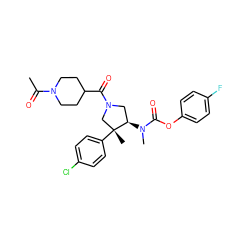 CC(=O)N1CCC(C(=O)N2C[C@@H](N(C)C(=O)Oc3ccc(F)cc3)[C@](C)(c3ccc(Cl)cc3)C2)CC1 ZINC000169698944