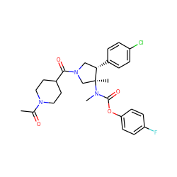 CC(=O)N1CCC(C(=O)N2C[C@H](c3ccc(Cl)cc3)[C@@](C)(N(C)C(=O)Oc3ccc(F)cc3)C2)CC1 ZINC000169698921