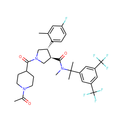CC(=O)N1CCC(C(=O)N2C[C@H](c3ccc(F)cc3C)[C@@H](C(=O)N(C)C(C)(C)c3cc(C(F)(F)F)cc(C(F)(F)F)c3)C2)CC1 ZINC000028824701