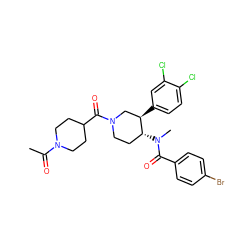 CC(=O)N1CCC(C(=O)N2CC[C@@H](N(C)C(=O)c3ccc(Br)cc3)[C@H](c3ccc(Cl)c(Cl)c3)C2)CC1 ZINC000096167351