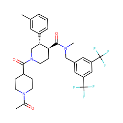CC(=O)N1CCC(C(=O)N2CC[C@H](C(=O)N(C)Cc3cc(C(F)(F)F)cc(C(F)(F)F)c3)[C@@H](c3cccc(C)c3)C2)CC1 ZINC000073278273