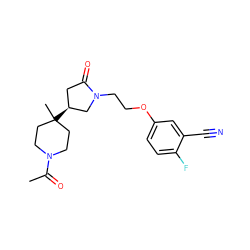 CC(=O)N1CCC(C)([C@H]2CC(=O)N(CCOc3ccc(F)c(C#N)c3)C2)CC1 ZINC001772580180