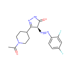 CC(=O)N1CCC(C2=NNC(=O)[C@H]2N=Nc2ccc(F)cc2F)CC1 ZINC000253986538