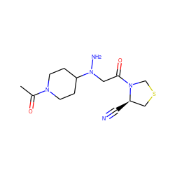 CC(=O)N1CCC(N(N)CC(=O)N2CSC[C@H]2C#N)CC1 ZINC000048998842