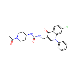 CC(=O)N1CCC(NC(=O)NCc2cn(-c3ccccc3)c3cc(Cl)ccc3c2=O)CC1 ZINC000096170288