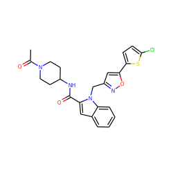 CC(=O)N1CCC(NC(=O)c2cc3ccccc3n2Cc2cc(-c3ccc(Cl)s3)on2)CC1 ZINC000014959663