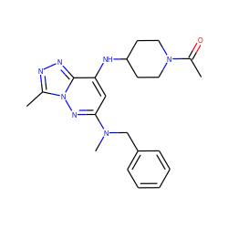 CC(=O)N1CCC(Nc2cc(N(C)Cc3ccccc3)nn3c(C)nnc23)CC1 ZINC000146630470