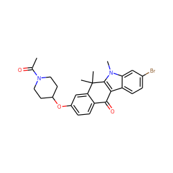 CC(=O)N1CCC(Oc2ccc3c(c2)C(C)(C)c2c(c4ccc(Br)cc4n2C)C3=O)CC1 ZINC000114801327