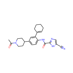 CC(=O)N1CCC(c2ccc(NC(=O)c3ncc(C#N)[nH]3)c(C3=CCCCC3)c2)CC1 ZINC000029046605