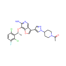 CC(=O)N1CCC(n2cc(-c3coc4c(O[C@H](C)c5c(Cl)ccc(F)c5Cl)c(N)ncc34)cn2)CC1 ZINC000096273059