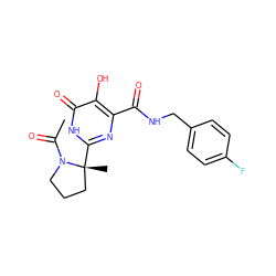 CC(=O)N1CCC[C@@]1(C)c1nc(C(=O)NCc2ccc(F)cc2)c(O)c(=O)[nH]1 ZINC000043011464