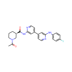 CC(=O)N1CCC[C@@H](C(=O)Nc2cc(-c3ccnc(Nc4ccc(F)cc4)c3)ccn2)C1 ZINC000028571436