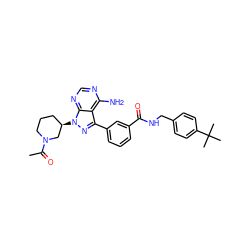 CC(=O)N1CCC[C@@H](n2nc(-c3cccc(C(=O)NCc4ccc(C(C)(C)C)cc4)c3)c3c(N)ncnc32)C1 ZINC000095578728