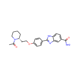 CC(=O)N1CCCC[C@@H]1CCOc1ccc(-c2nc3cc(C(N)=O)ccc3[nH]2)cc1 ZINC000028961046