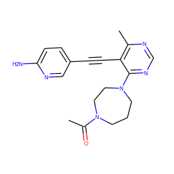 CC(=O)N1CCCN(c2ncnc(C)c2C#Cc2ccc(N)nc2)CC1 ZINC000149277722