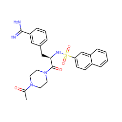 CC(=O)N1CCN(C(=O)[C@@H](Cc2cccc(C(=N)N)c2)NS(=O)(=O)c2ccc3ccccc3c2)CC1 ZINC000012504151