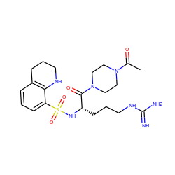 CC(=O)N1CCN(C(=O)[C@H](CCCNC(=N)N)NS(=O)(=O)c2cccc3c2NCCC3)CC1 ZINC000028643107