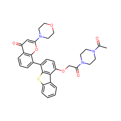 CC(=O)N1CCN(C(=O)COc2ccc(-c3cccc4c(=O)cc(N5CCOCC5)oc34)c3sc4ccccc4c23)CC1 ZINC000101696324