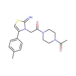 CC(=O)N1CCN(C(=O)Cn2c(-c3ccc(C)cc3)csc2=N)CC1 ZINC000101703878