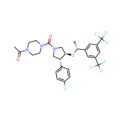 CC(=O)N1CCN(C(=O)N2C[C@@H](O[C@H](C)c3cc(C(F)(F)F)cc(C(F)(F)F)c3)[C@H](c3ccc(F)cc3)C2)CC1 ZINC000028961692