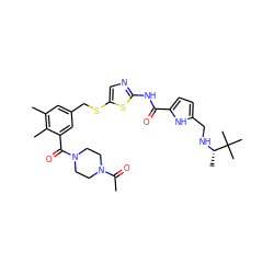 CC(=O)N1CCN(C(=O)c2cc(CSc3cnc(NC(=O)c4ccc(CN[C@@H](C)C(C)(C)C)[nH]4)s3)cc(C)c2C)CC1 ZINC000036184846