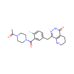 CC(=O)N1CCN(C(=O)c2cc(Cc3n[nH]c(=O)c4c3NCCC4)ccc2F)CC1 ZINC000084689144