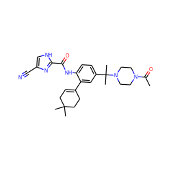 CC(=O)N1CCN(C(C)(C)c2ccc(NC(=O)c3nc(C#N)c[nH]3)c(C3=CCC(C)(C)CC3)c2)CC1 ZINC000098065346