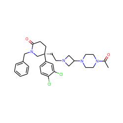 CC(=O)N1CCN(C2CN(CC[C@@]3(c4ccc(Cl)c(Cl)c4)CCC(=O)N(Cc4ccccc4)C3)C2)CC1 ZINC000027622901