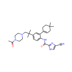 CC(=O)N1CCN(CC(C)(C)c2ccc(NC(=O)c3nc(C#N)c[nH]3)c(C3=CCC(C)(C)CC3)c2)CC1 ZINC000103281314