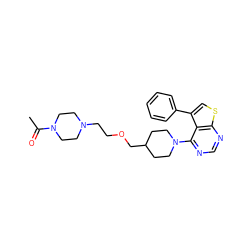 CC(=O)N1CCN(CCOCC2CCN(c3ncnc4scc(-c5ccccc5)c34)CC2)CC1 ZINC000146379687