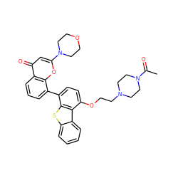 CC(=O)N1CCN(CCOc2ccc(-c3cccc4c(=O)cc(N5CCOCC5)oc34)c3sc4ccccc4c23)CC1 ZINC000101696541