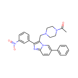 CC(=O)N1CCN(Cc2c(-c3cccc([N+](=O)[O-])c3)nc3ccc(-c4ccccc4)cn23)CC1 ZINC000037385051