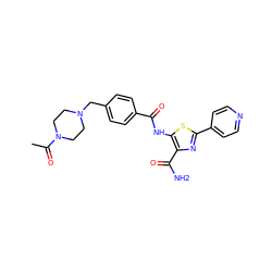 CC(=O)N1CCN(Cc2ccc(C(=O)Nc3sc(-c4ccncc4)nc3C(N)=O)cc2)CC1 ZINC000150020044