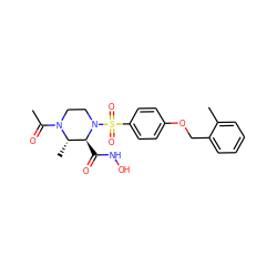 CC(=O)N1CCN(S(=O)(=O)c2ccc(OCc3ccccc3C)cc2)[C@@H](C(=O)NO)[C@@H]1C ZINC000013539427