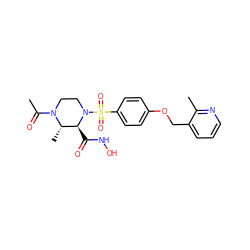 CC(=O)N1CCN(S(=O)(=O)c2ccc(OCc3cccnc3C)cc2)[C@@H](C(=O)NO)[C@@H]1C ZINC000013553161