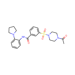 CC(=O)N1CCN(S(=O)(=O)c2cccc(C(=O)Nc3ccccc3N3CCCC3)c2)CC1 ZINC000018839557