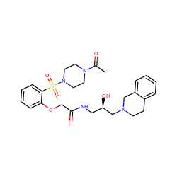 CC(=O)N1CCN(S(=O)(=O)c2ccccc2OCC(=O)NC[C@@H](O)CN2CCc3ccccc3C2)CC1 ZINC001772636127