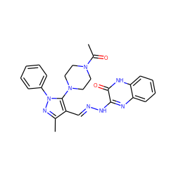 CC(=O)N1CCN(c2c(/C=N/Nc3nc4ccccc4[nH]c3=O)c(C)nn2-c2ccccc2)CC1 ZINC000299827530