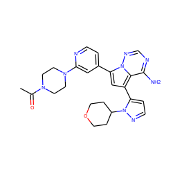 CC(=O)N1CCN(c2cc(-c3cc(-c4ccnn4C4CCOCC4)c4c(N)ncnn34)ccn2)CC1 ZINC001772585828