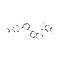 CC(=O)N1CCN(c2cc(-c3cnc4c(c3)N(Cc3cc(Cl)ccc3C(F)(F)F)CCN4)ccn2)CC1 ZINC000043176713