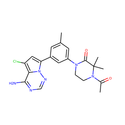 CC(=O)N1CCN(c2cc(C)cc(-c3cc(Cl)c4c(N)ncnn34)c2)C(=O)C1(C)C ZINC001772620576